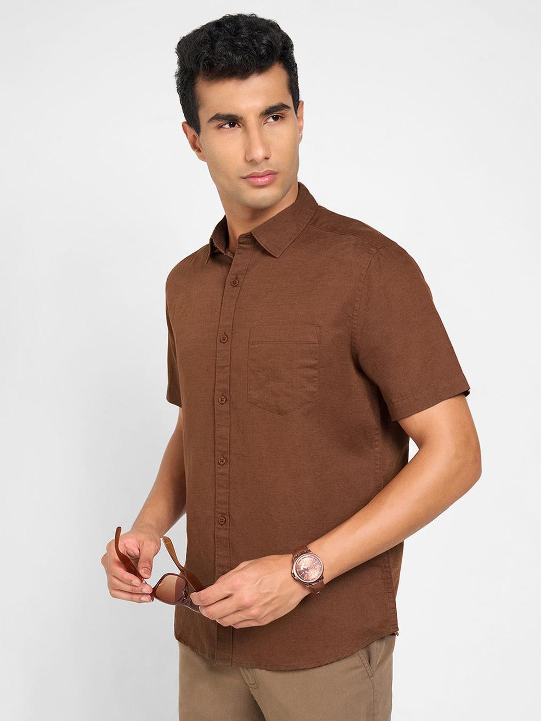 Peregrine by Pantaloons Short Sleeves Linen Cotton Casual Shirt