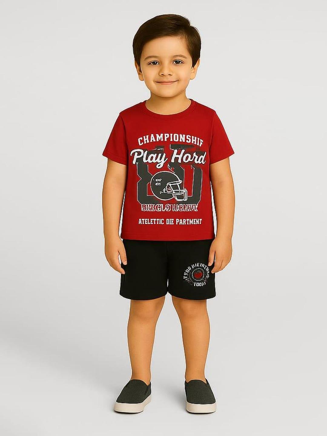 Buy BAESD Boys Printed Short Sleeves Pure Cotton T Shirt With Shorts -  - Apparel for Boys