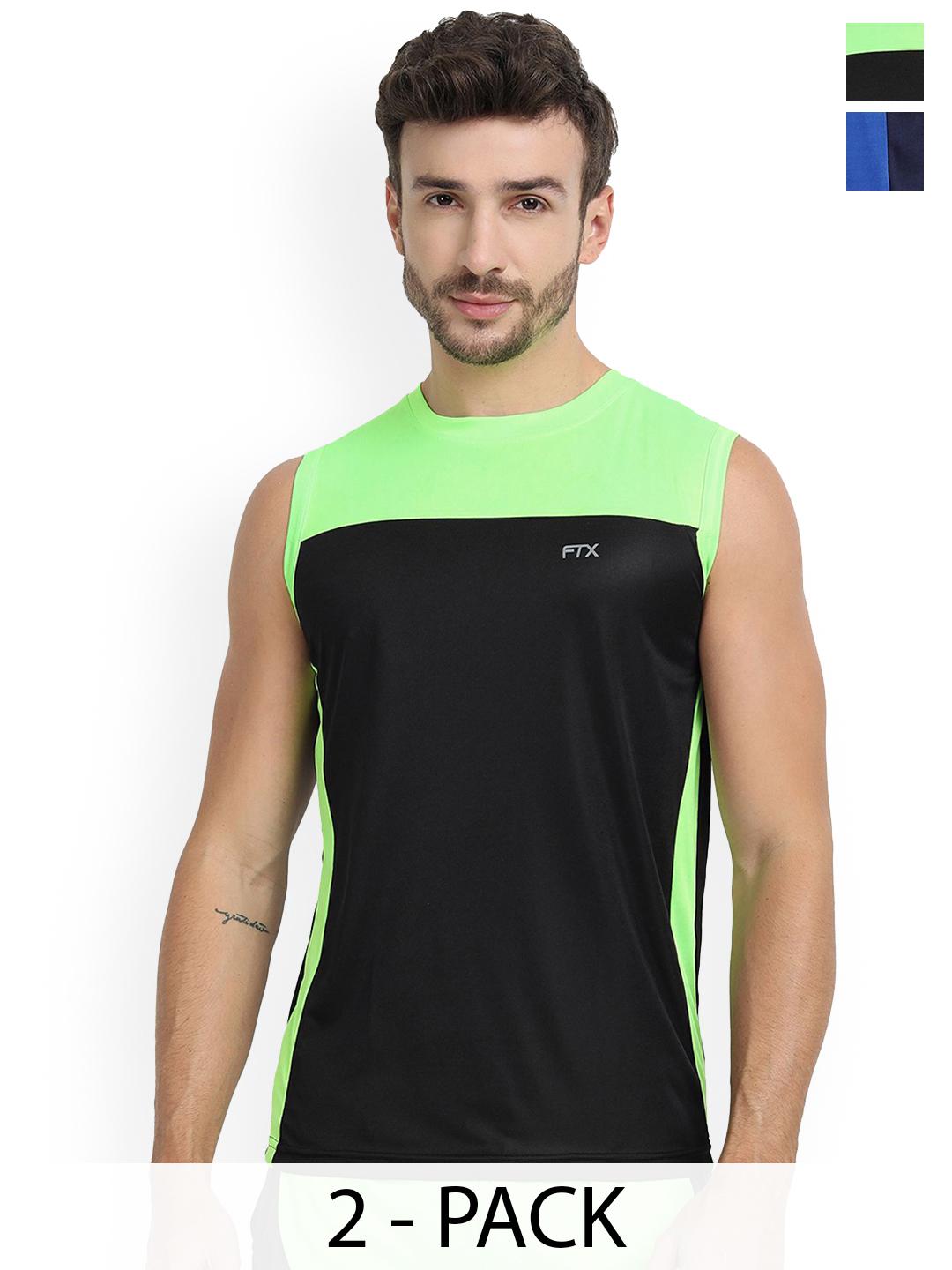Buy FTX Pack Of 2 Colourblocked Round Neck Breathable Gym Vests 709 6_709 9 S - - Apparel for Men