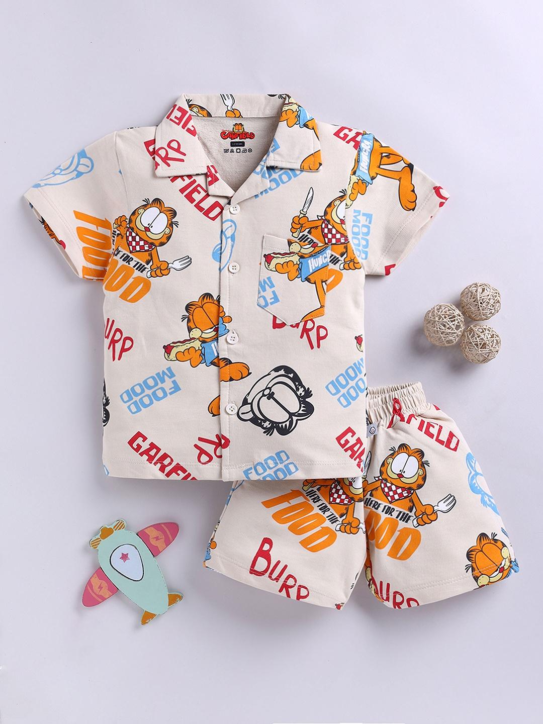 Buy YK X Tinyo Boys Garfield Printed Pure Cotton Shirt With Shorts -  - Apparel for Boys