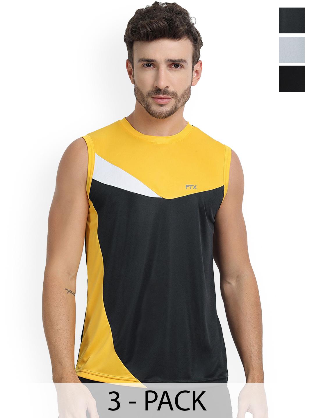 Buy FTX Pack Of 3 Colourblocked Dry Fit Round Neck Gym Vests 709 1_709 6_709 7 S - - Apparel for Men
