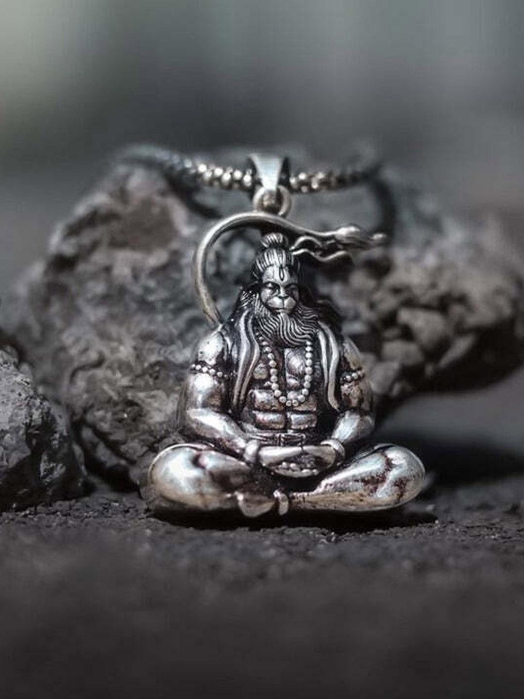Buy RV Jewels Unisex Stainless Steel Silver Plated Hanuman Ji Circular Shaped Pendant - - Accessories for Unisex