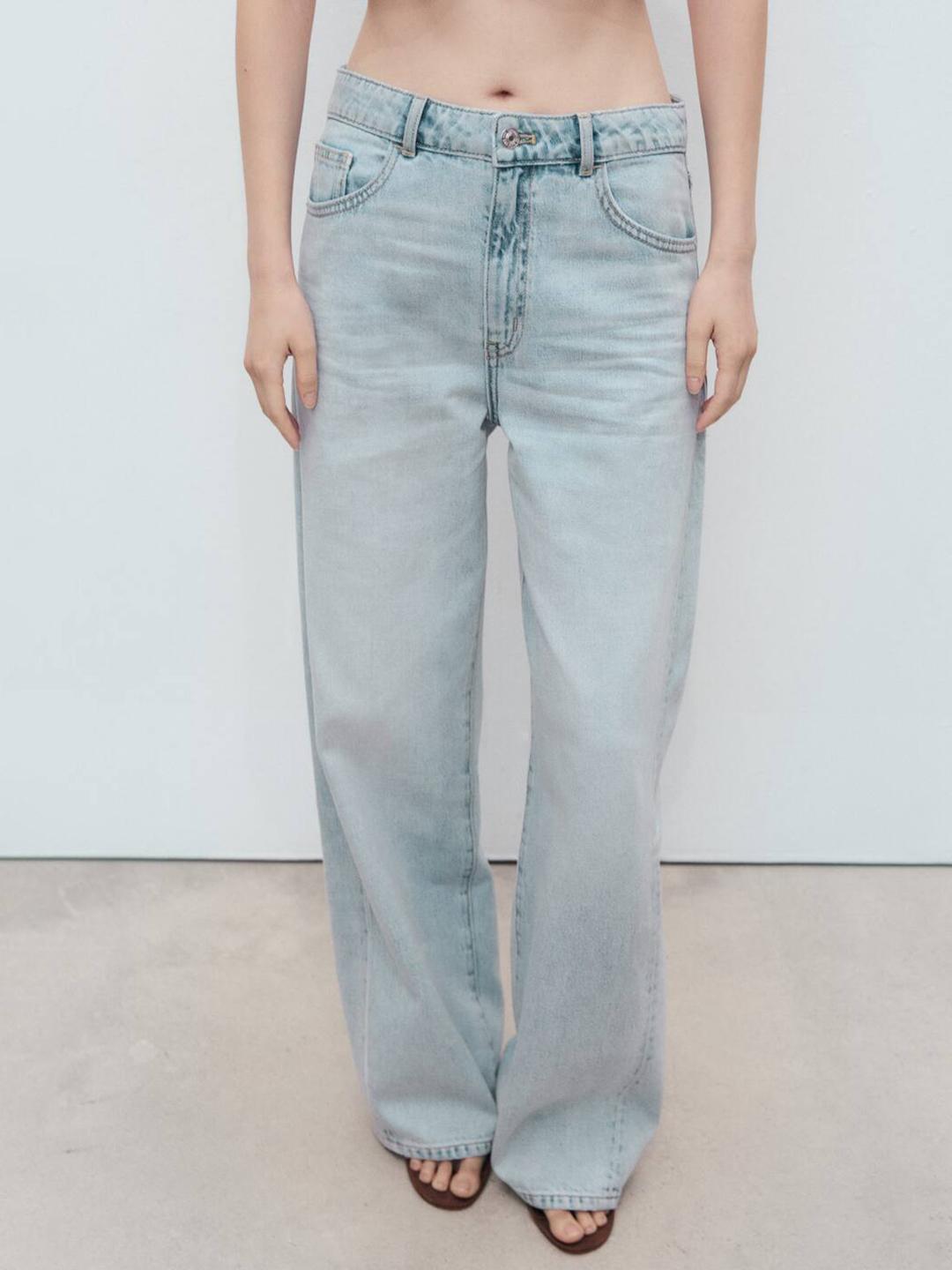 MANGO Women Mid-Rise Light Fade Pure Cotton Balloon Fit Jeans