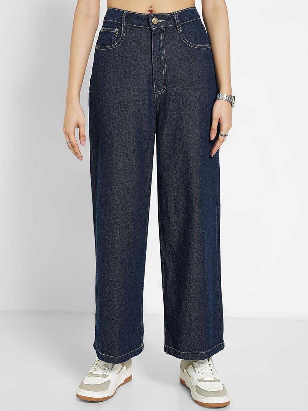 SF JEANS by Pantaloons Women Wide Leg Mid-Rise Cotton Jeans