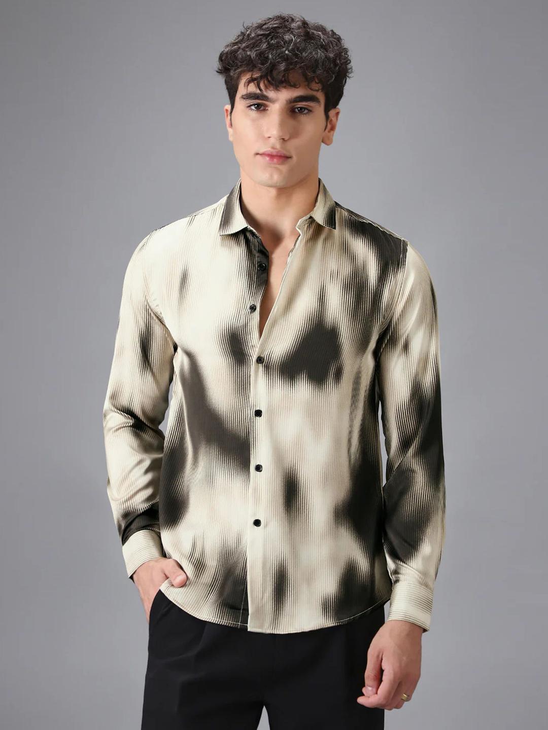 Moda Rapido Spread Collar Abstract Printed Opaque Shirt