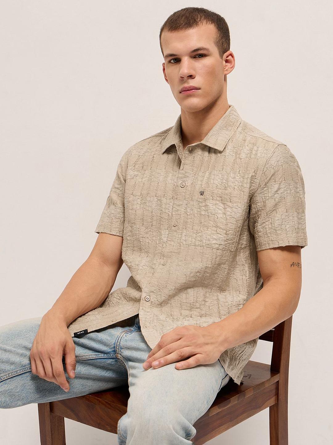 THE BEAR HOUSE Textured Short Sleeves Shirt