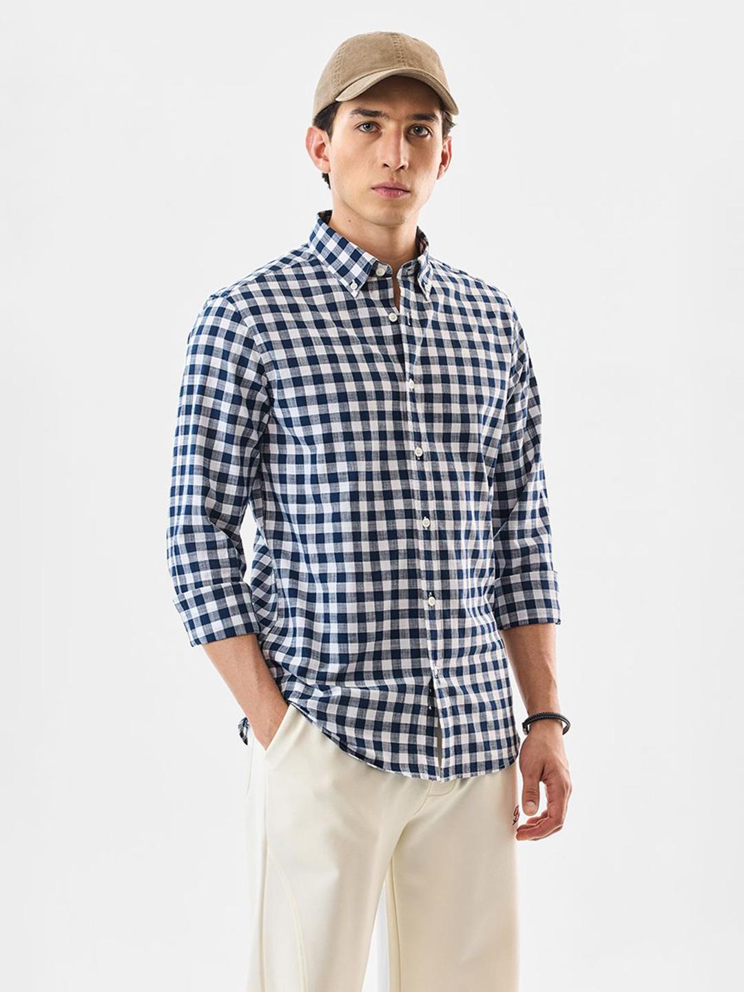 Snitch Slim Fit Checked Long Sleeves Pure Cotton Shirt