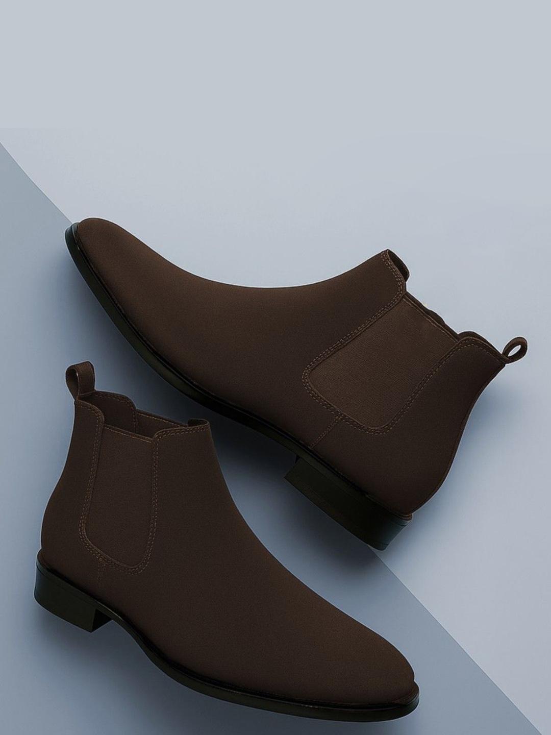 KRAASA Men Round Toe Casual Chelsea Boots