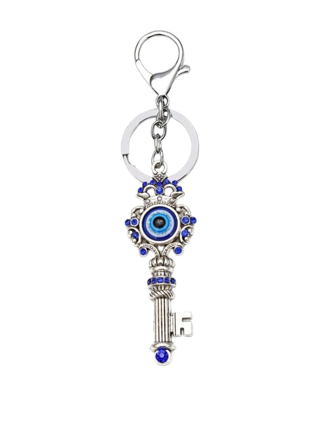 Buy BLUE BEADS Silver Evil Eye With Key Shape Keychain -  - Accessories for Unisex