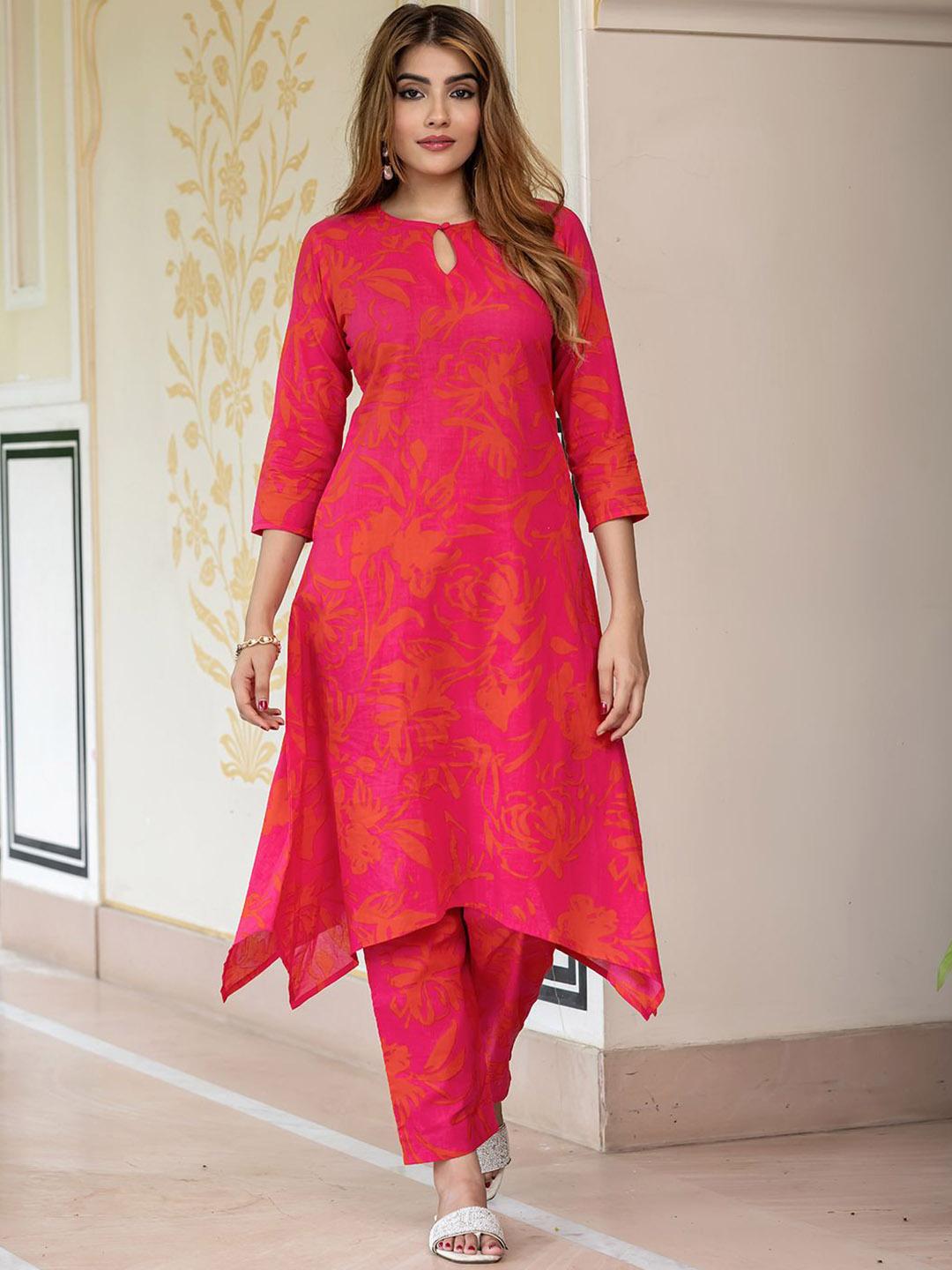 Kali Co-ord Set – Purple Print Tunic with Zari Lace & Flared Silk Pants main image 0