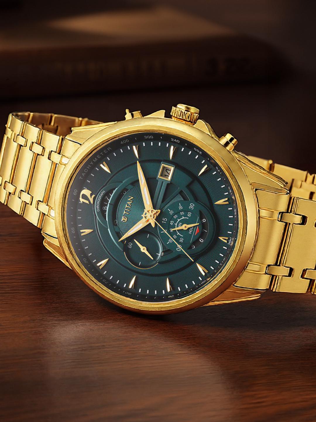 Buy Titan Regalia Premium Chronograph Analog With Forest Green Dial Watch For Men Nt1830ym02 - - Accessories for Men