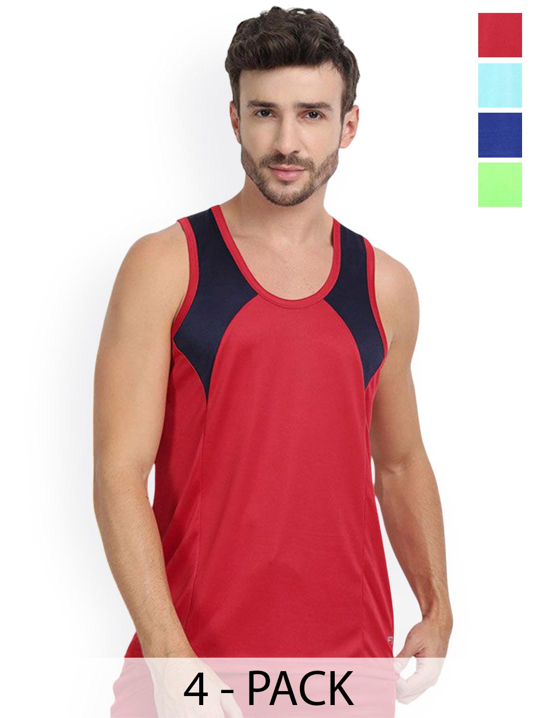 Buy FTX Pack Of 4 Dry Fit Breathable Gym Vests 727_1 727_2 727_4 727_5_S - - Apparel for Men