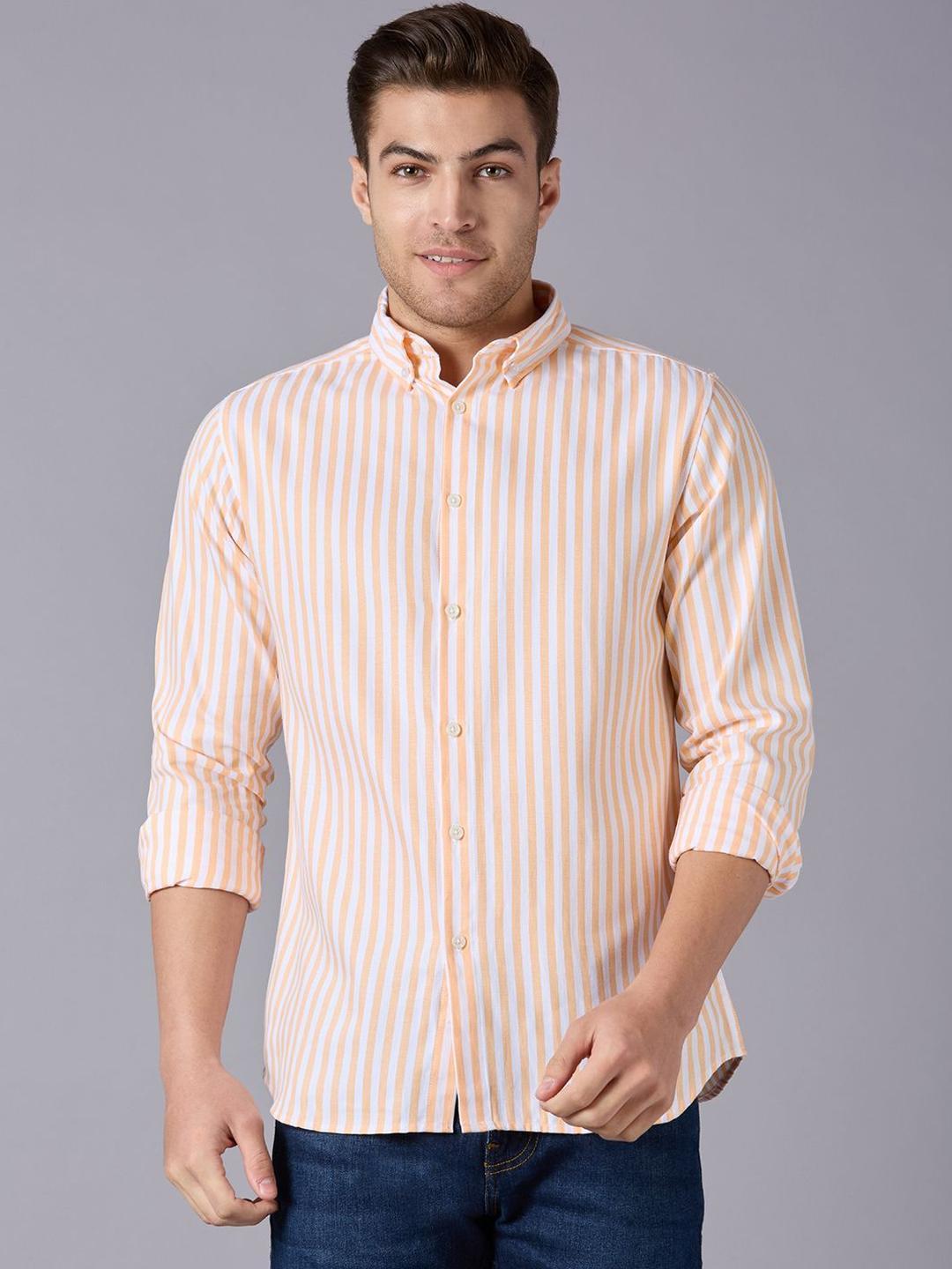 Mast & Harbour Men Vertical Striped Button-Down Collar Cotton Casual Shirt