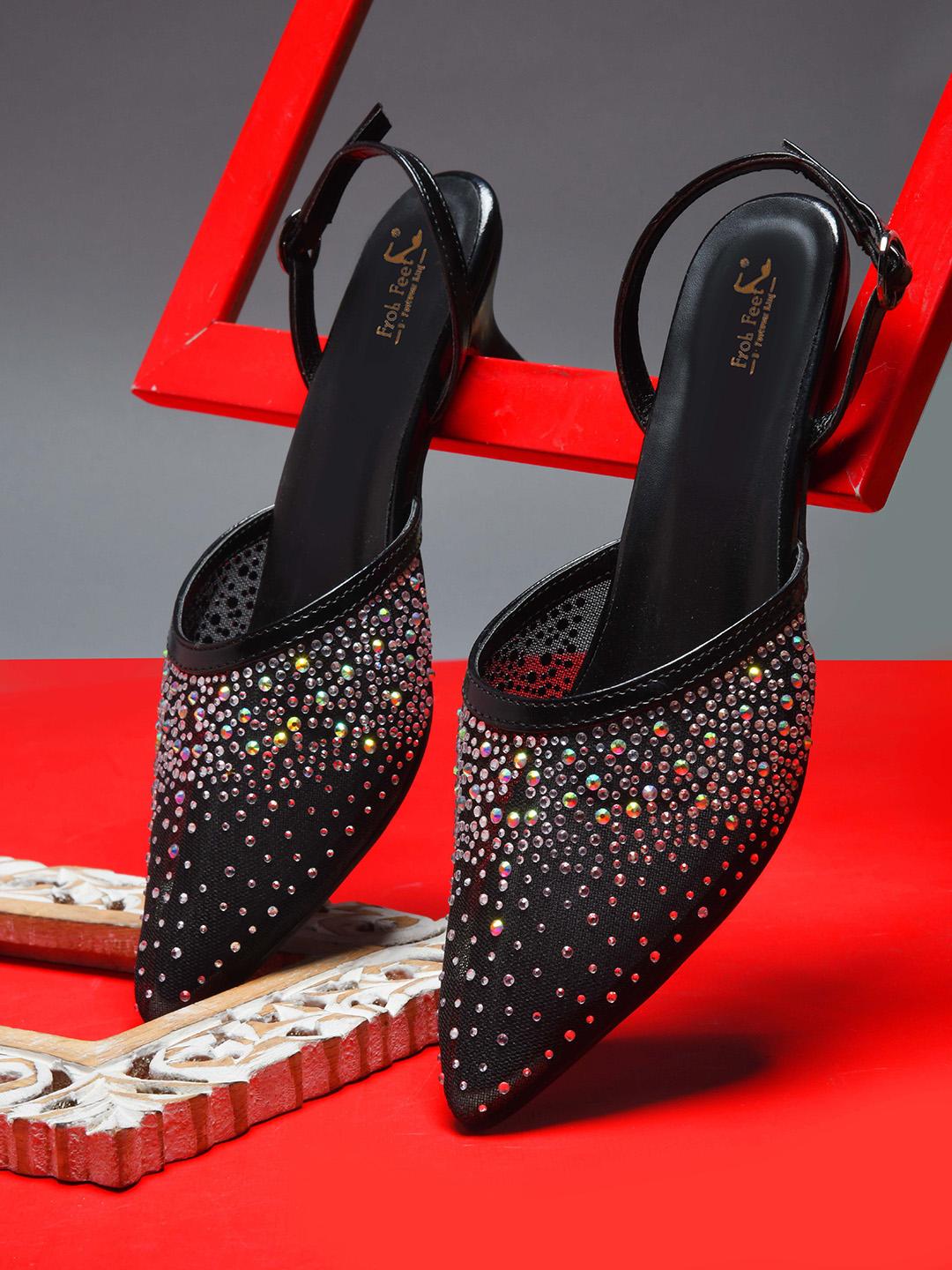 Buy Froh Feet Embellished Kitten Heel Mules - - Footwear for Women