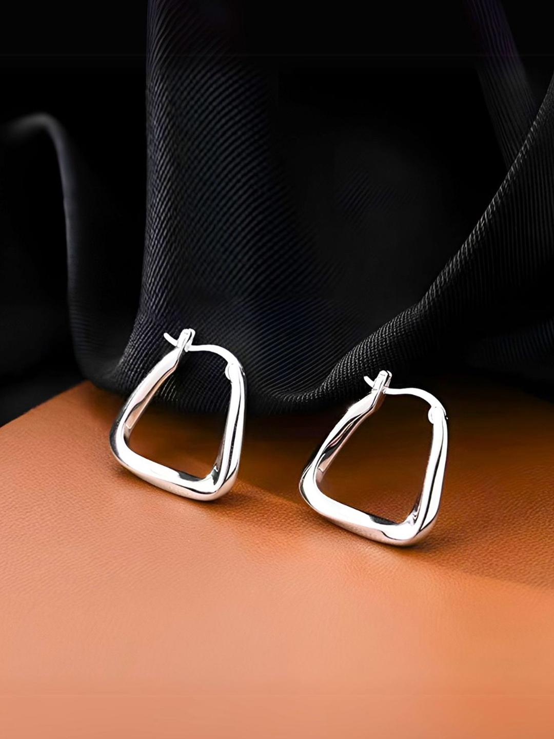 Buy COOLWOOL Silver Plated Korean Geometric Hoop Earrings - - Accessories for Women