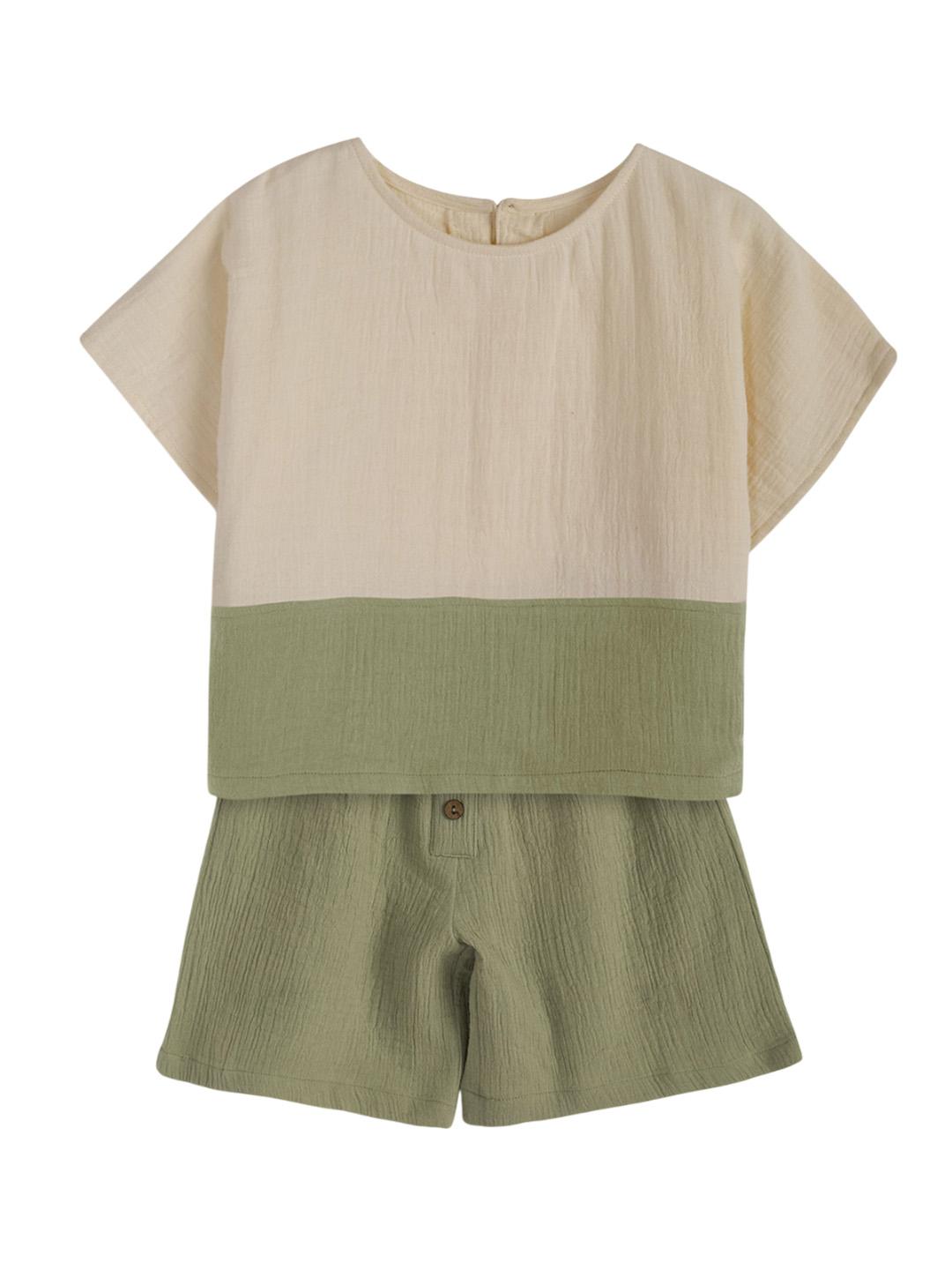 Buy KICO Kids Colourblocked Short Sleeves Bamboo T Shirt With Shorts