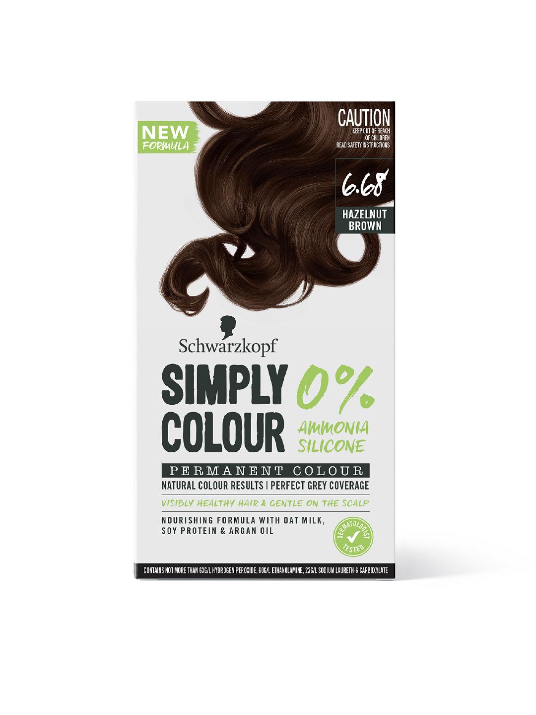 Buy Schwarzkopf Simply Colour Permanent Hair Colour 142.5ml   Hazelnut Brown 6.68 -  - Personal Care for Unisex