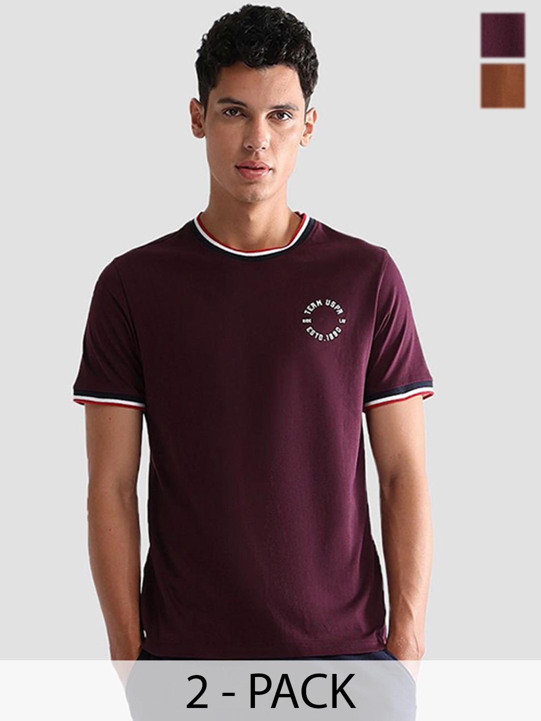 Buy U.S. Polo Assn.Pack Of 2 Pure Cotton Round Neck Comfort Fit Lounge T Shirt -  - Apparel for Men