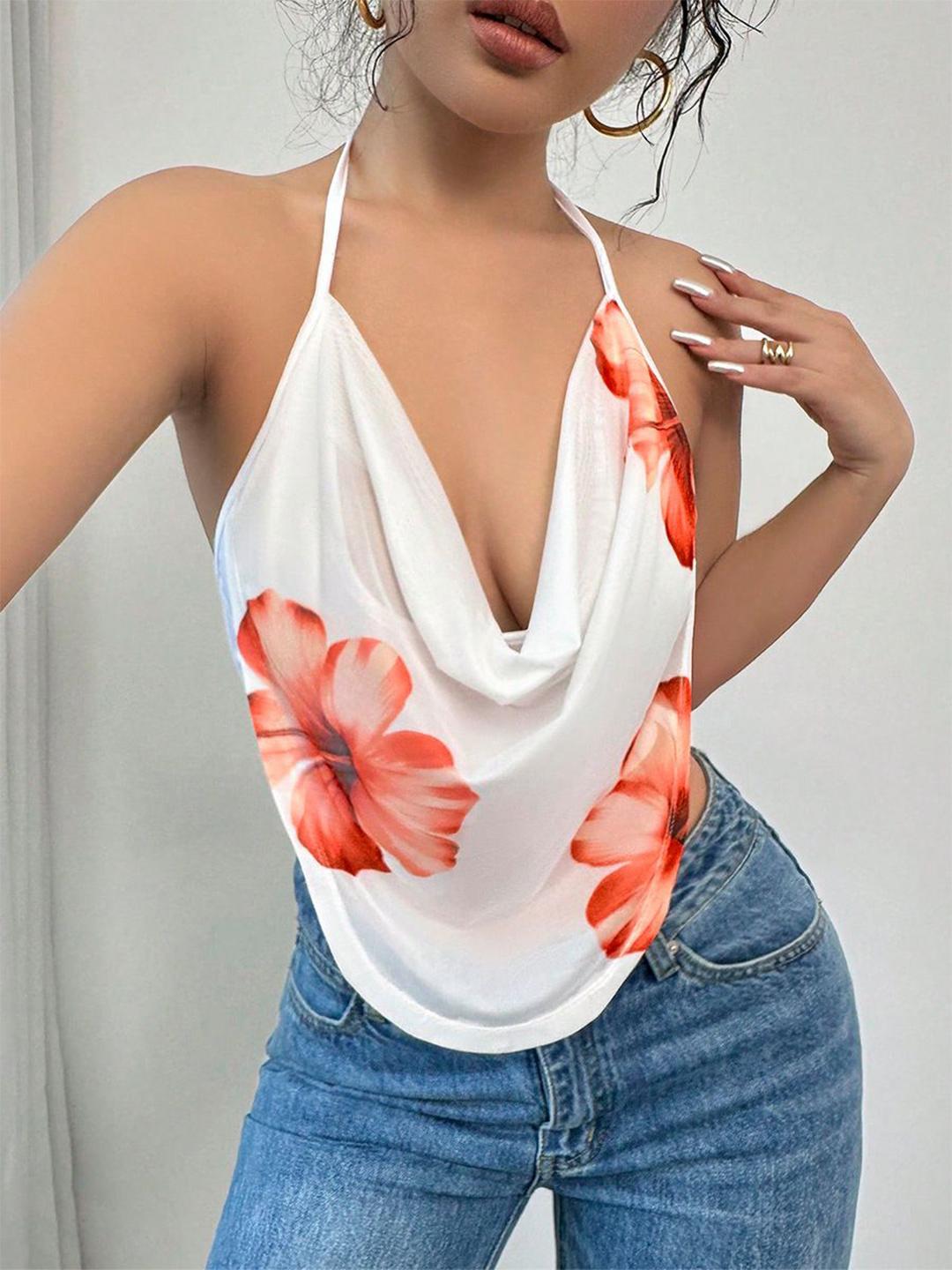 Stylecast Women Floral Print Crop Fitted Top