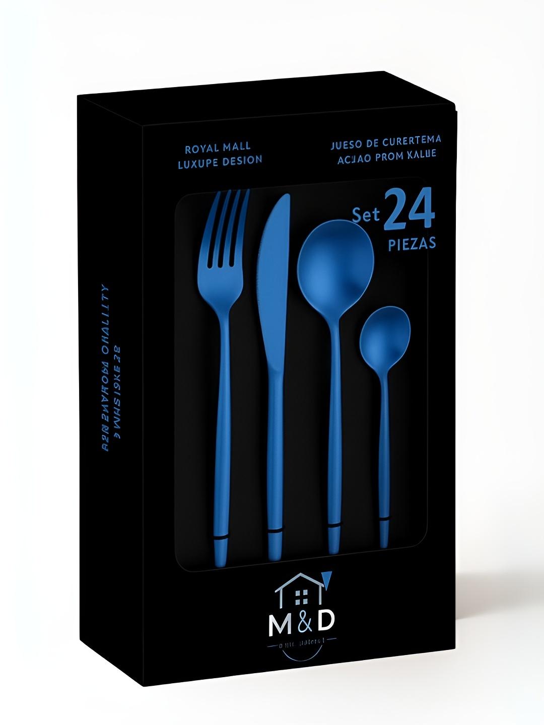 Buy Myntra Elegant Homes Blue 24 Pieces Stainless Steel Cutlery Set -  - Home for Unisex