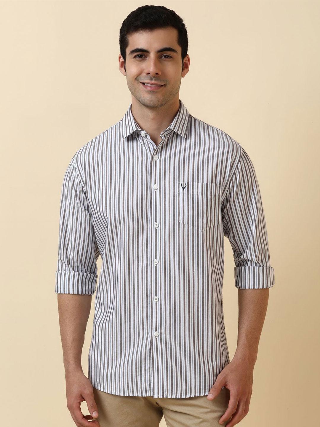 Allen Solly Slim Fit Vertical Striped Pure Cotton Casual Shirt