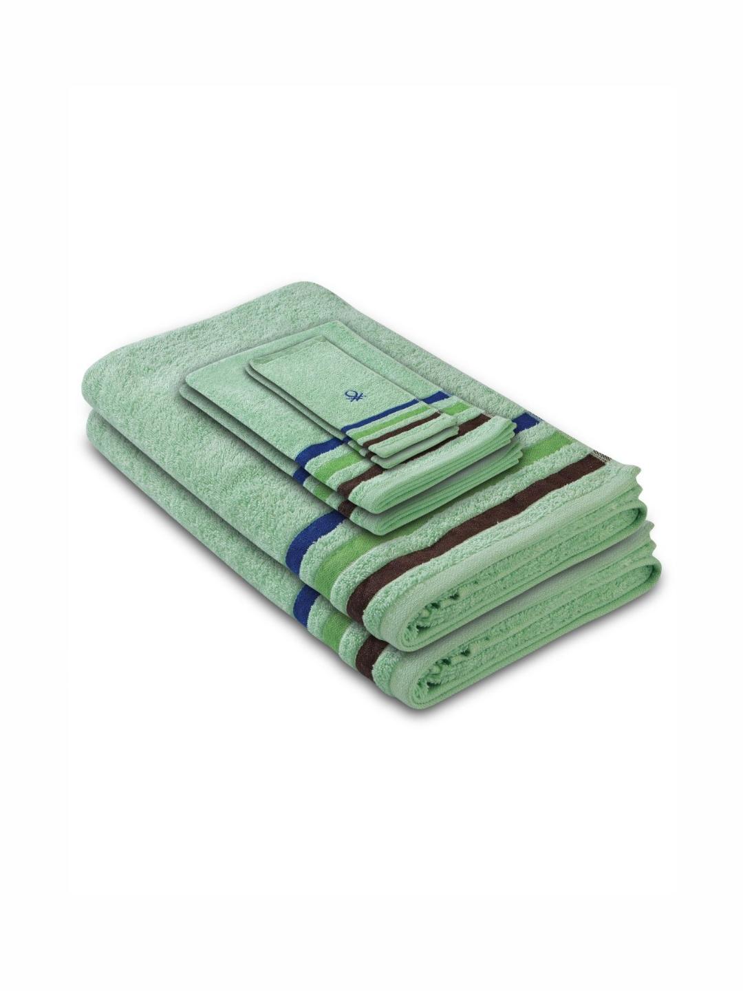 Buy United Colors Of Benetton Green & Blue Striped Cotton 450 GSM Towel Set - - Home for Unisex