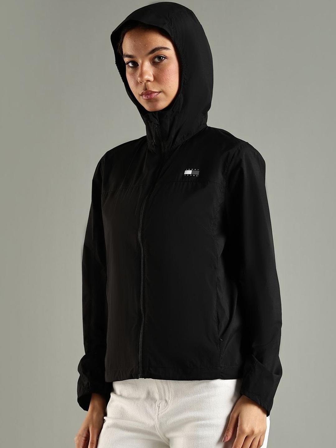 Tommy Hilfiger Women Hooded Solid Casual Sporty Jacket