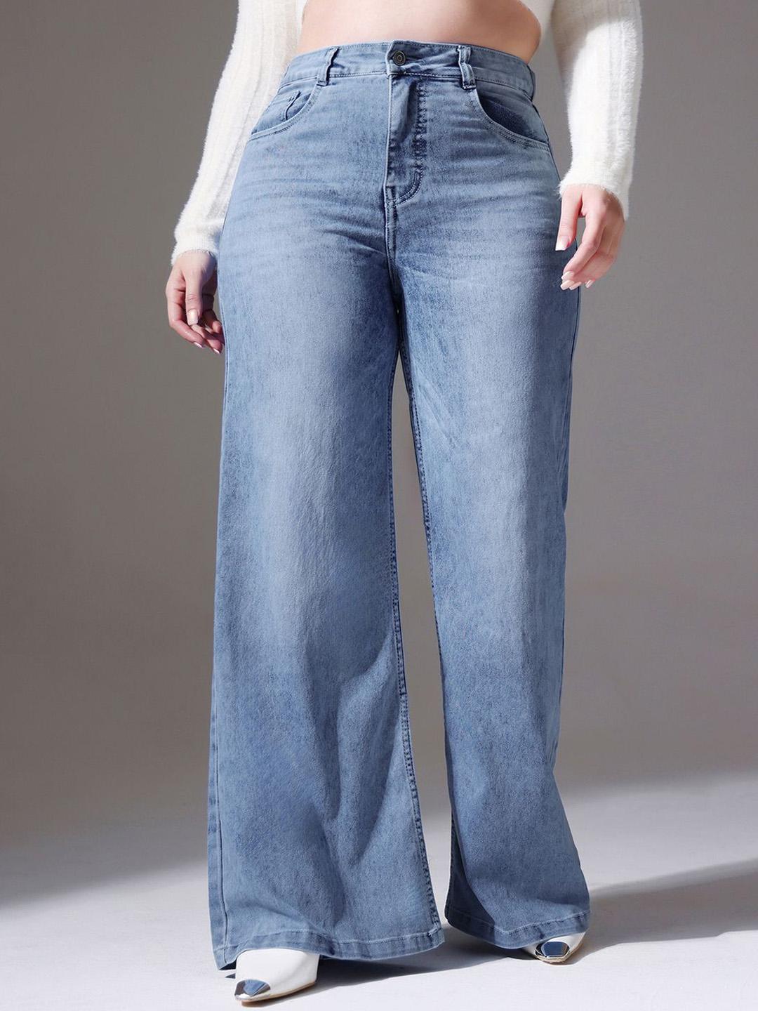 Miss Chase A+ Women's Wide-Leg High Rise Clean Look Stretchable Denim Jeans