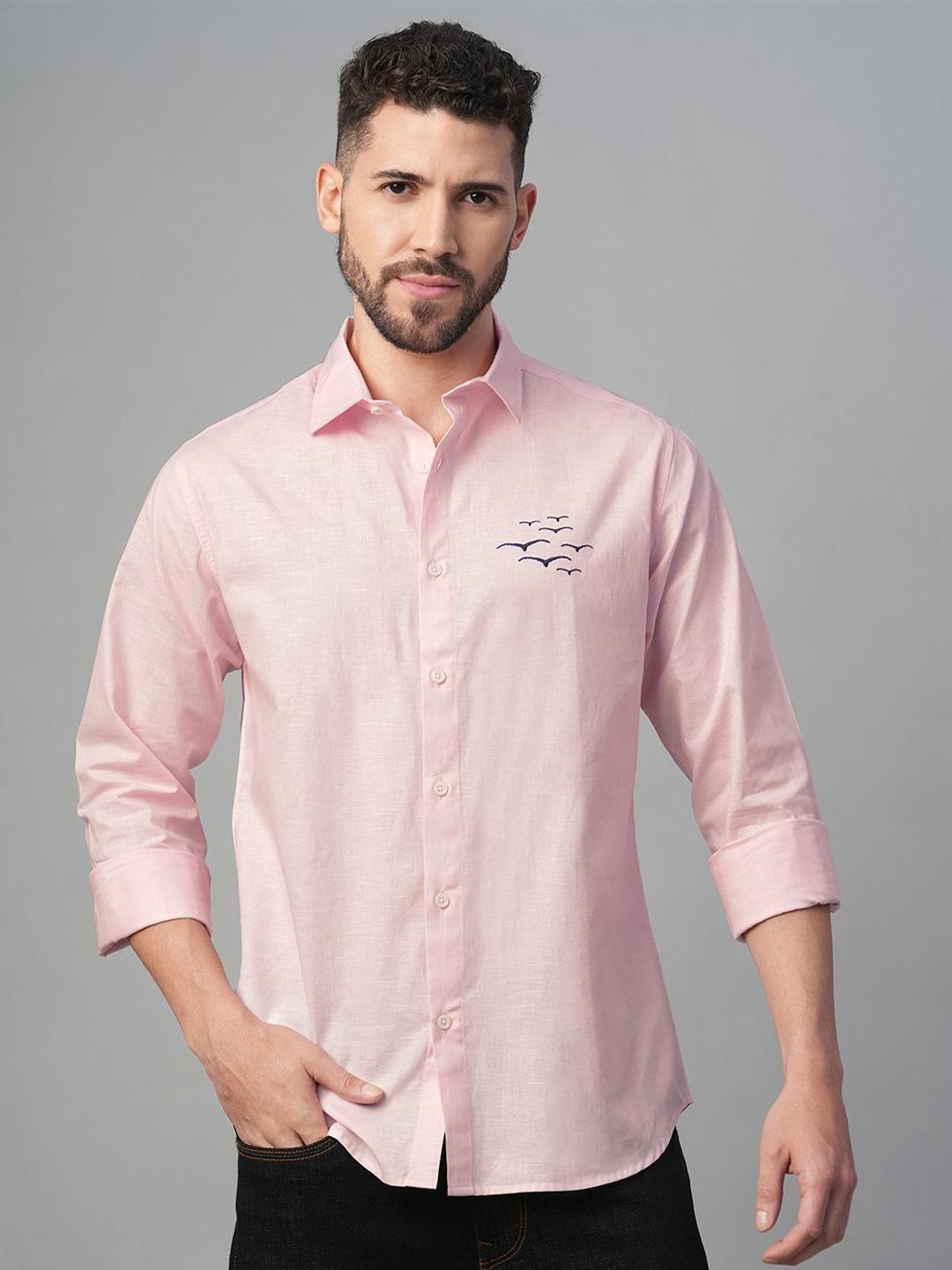 Mast & Harbour Spread Collar Long Sleeves Linen Relaxed Fit Shirt