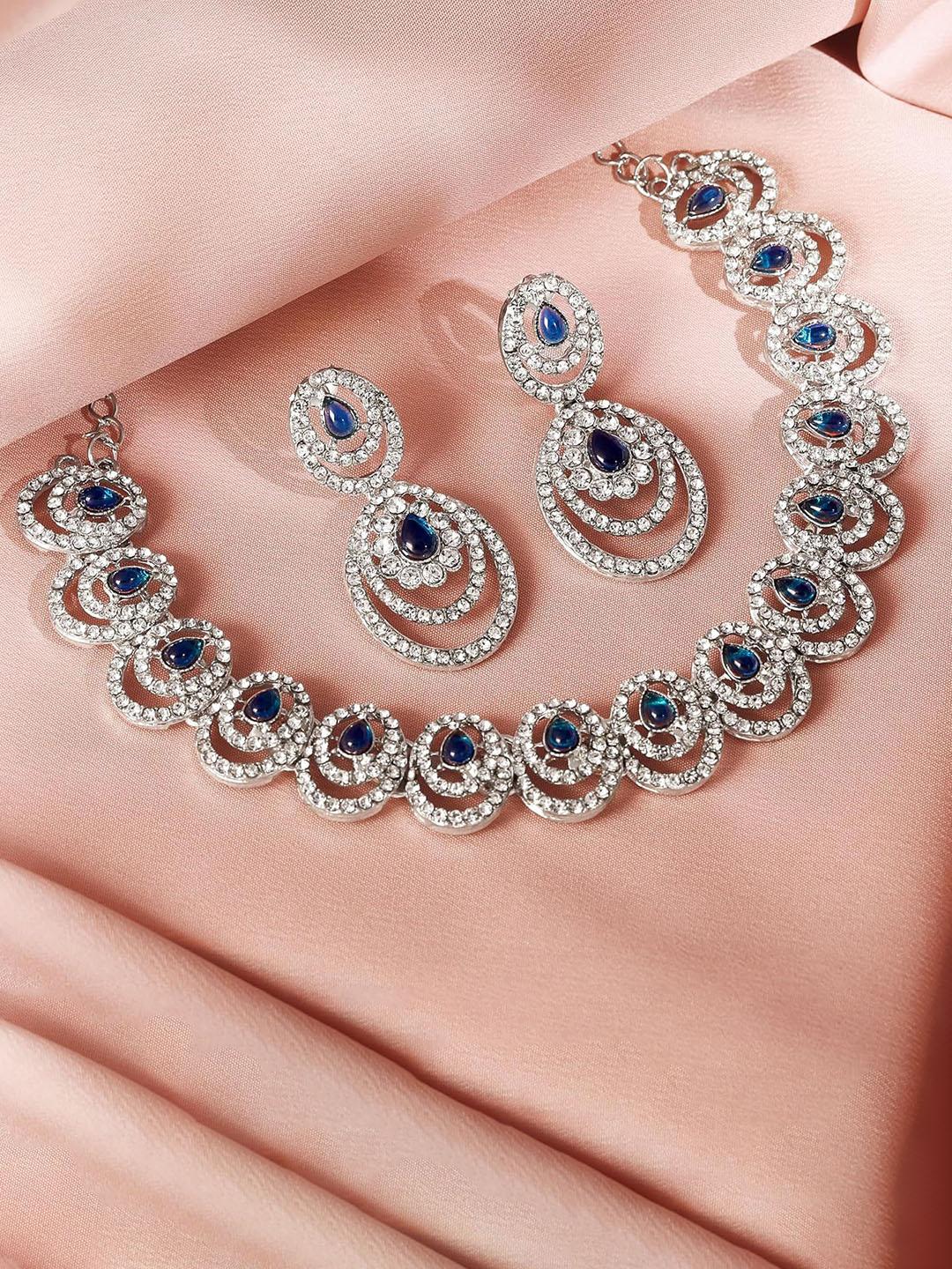 Buy Atasi International Rhodium Plate American Diamond Stone Studded ...