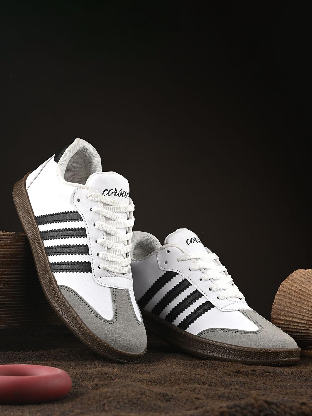 Corsac Men Striped Round Toe Lace-Ups Sneakers - Image 1