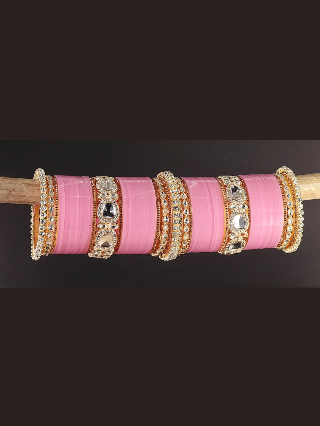 Buy ZULKA Metal Bangles Gold Chuda Set For Bridal Women & Girls With Zircon Diamond, Set Of 70 - - Accessories for Women