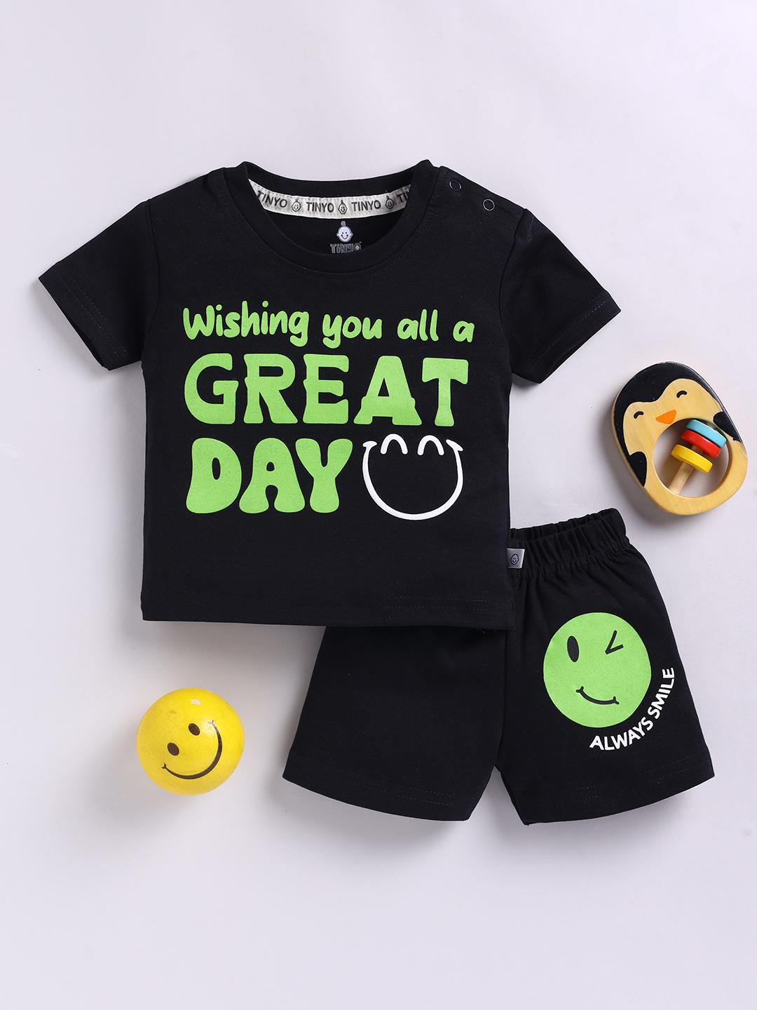 Buy YK X Tinyo Infant Boys Printed Pure Cotton T Shirt With Shorts - - Apparel for Boys