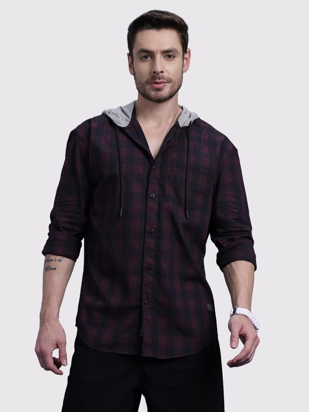The Roadster Life Co. Checked Hooded Oversized Casual Shirt