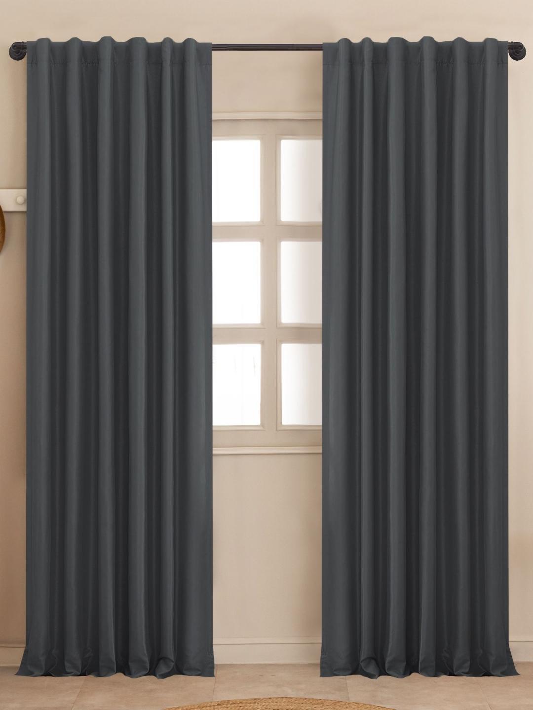 Buy HOMEMONDE Grey 2 Pieces Blackout Door Curtains - - Home for Unisex