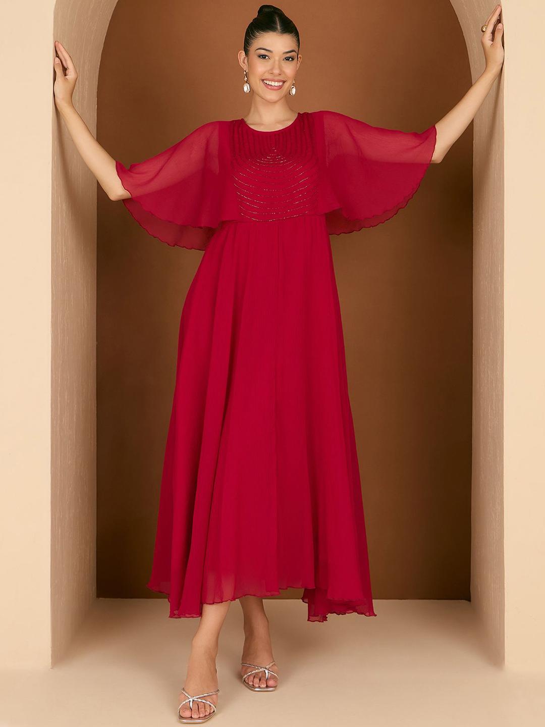 Antheaa Embellished Puff Sleeve Chiffon Maxi Dress main image 0