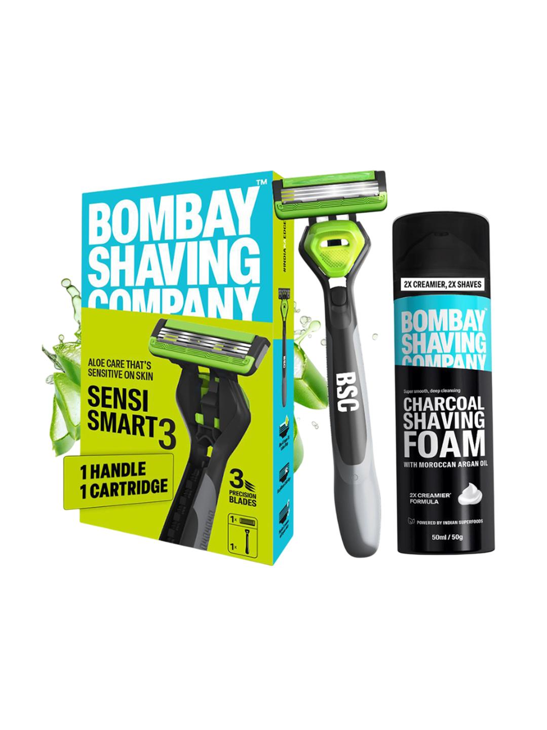 Buy Bombay Shaving Company Set Of 2 Charcoal Shaving Foam 50 G With Sensi Smart 3 Razor - - Personal Care for Men