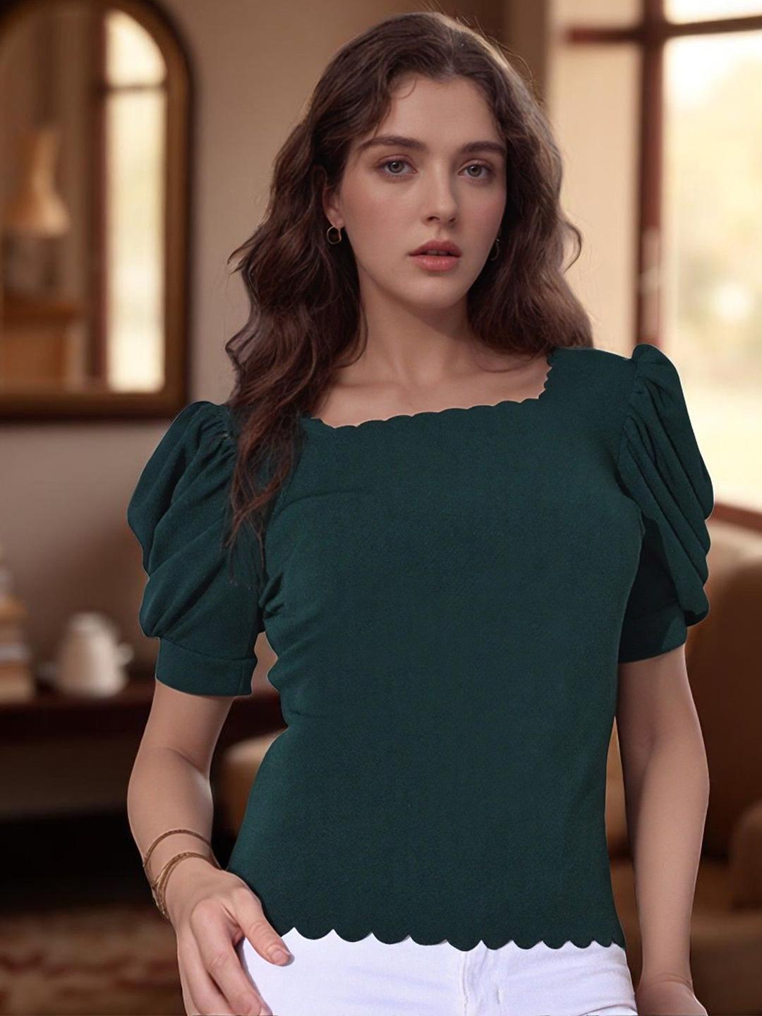 Fitted Tops Buy ZEUGEN Women Puff Sleeve Fitted Top - Tops for Women 35153176 | Myntra