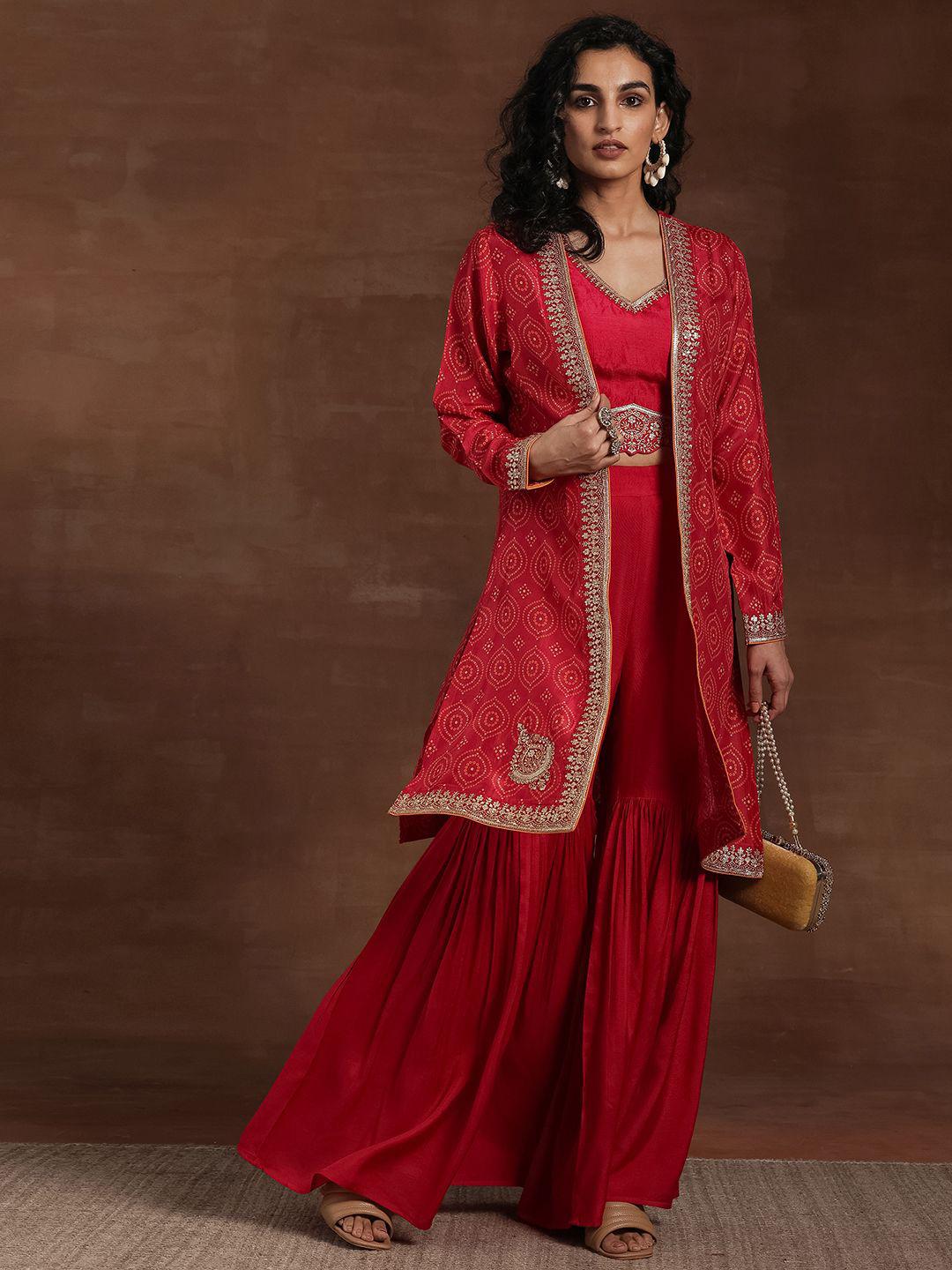 Buy Libas Embroidered Top & Sharara With Shrug - - Apparel for Women