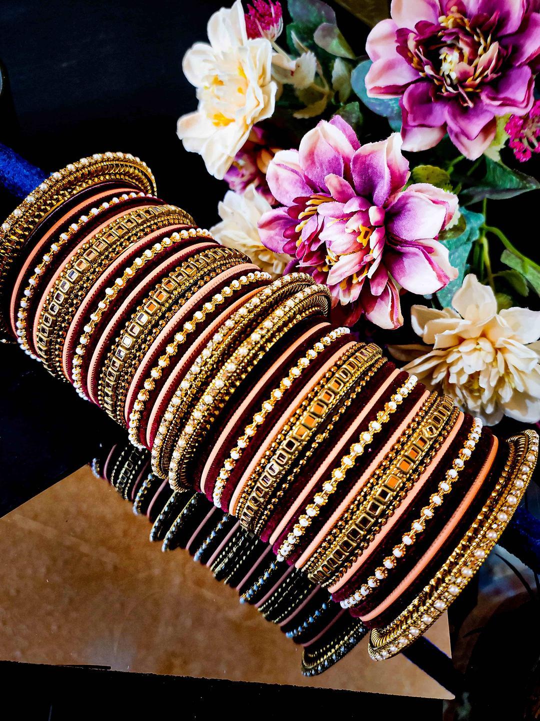 Buy Amika Women Maroon Gold Plated Ethnic Artificial Stones And Beads Bangle - - Accessories for Women