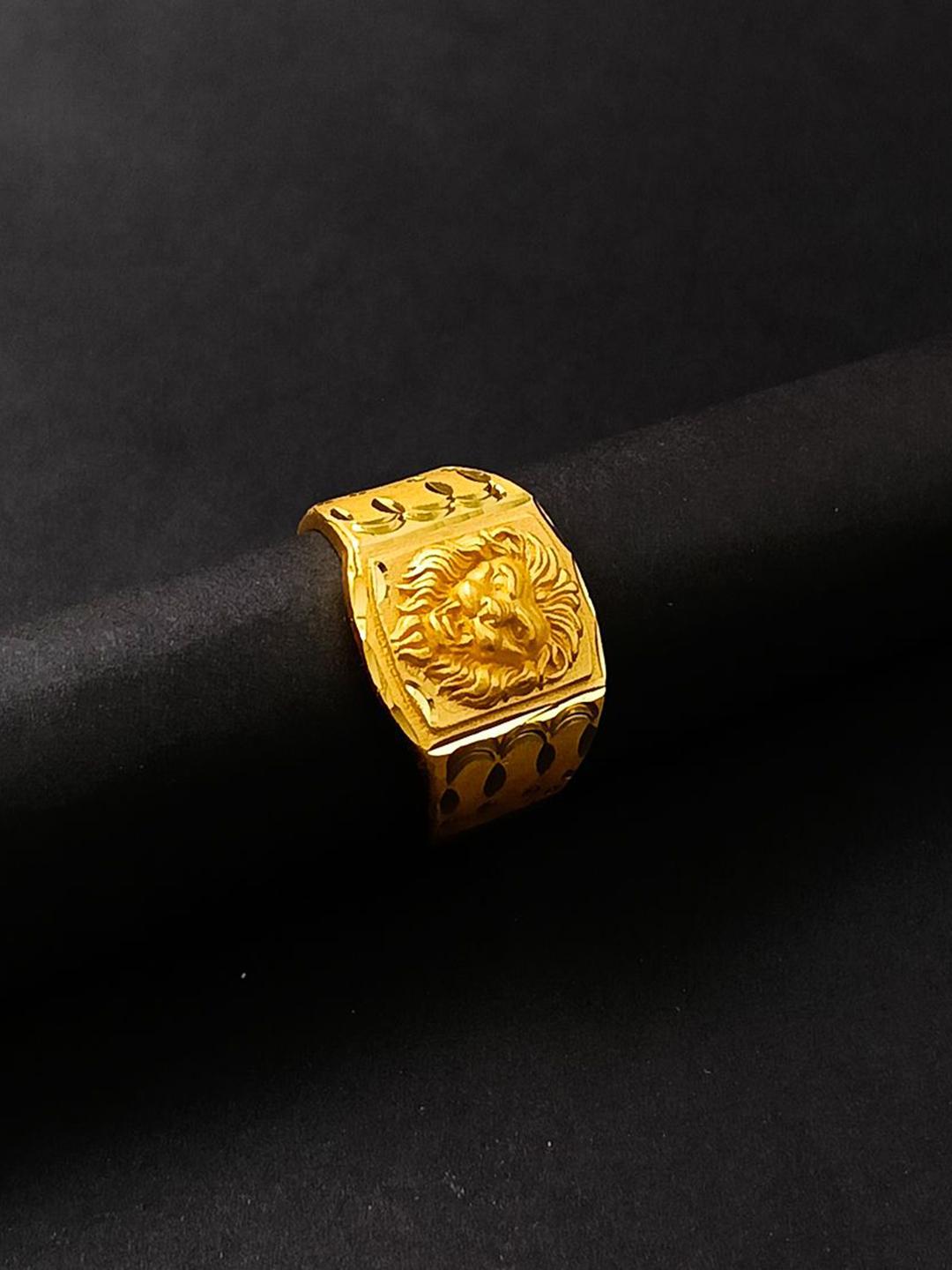 Buy Saizen Men Stainless Steel Gold Plated Textured Finger Ring -  - Accessories for Men