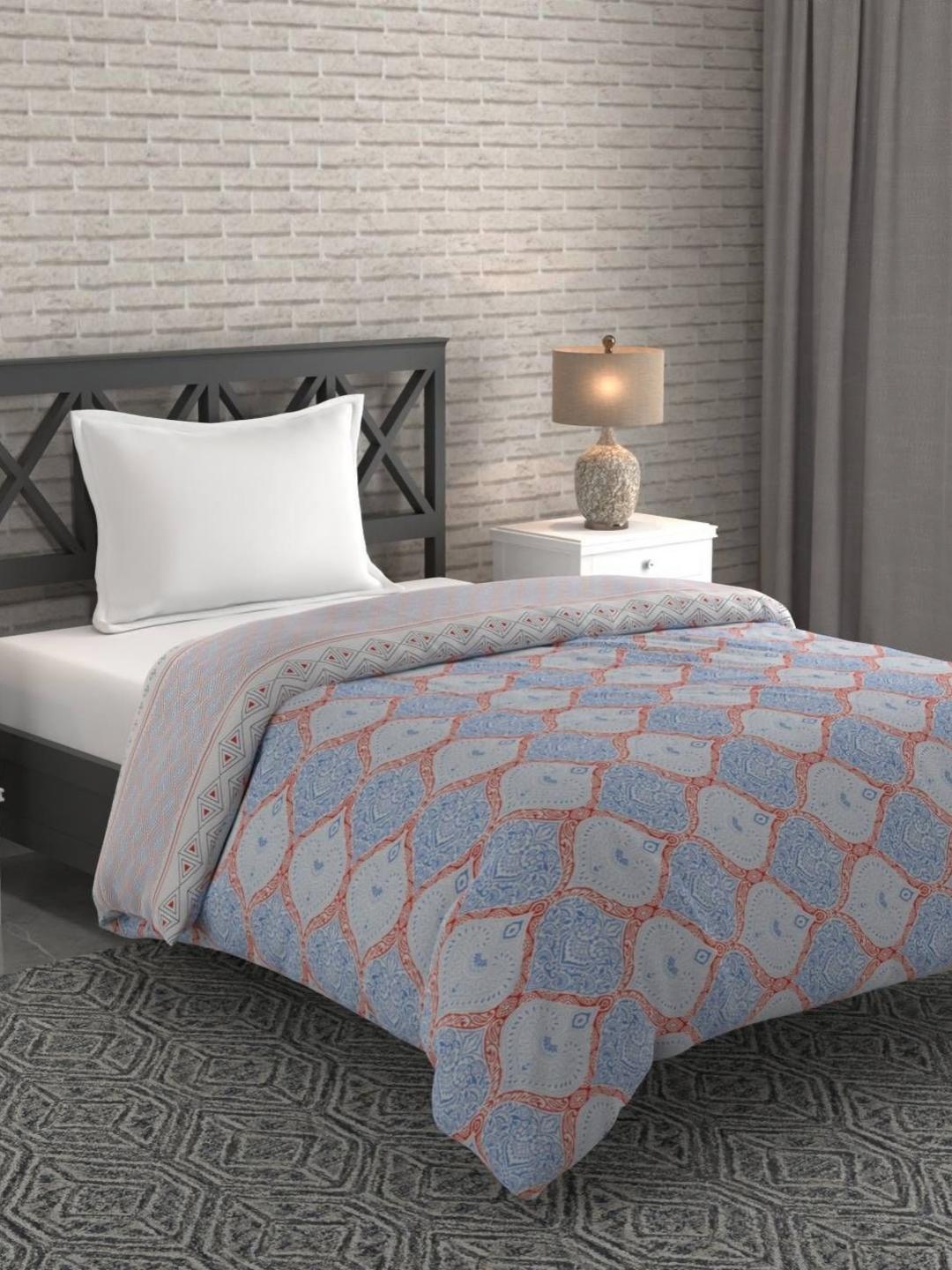 Buy Bichauna Malhar Blue Ethnic Motifs Printed Cotton AC Room 120 GSM Single Bed Comforter -  - Home for Unisex