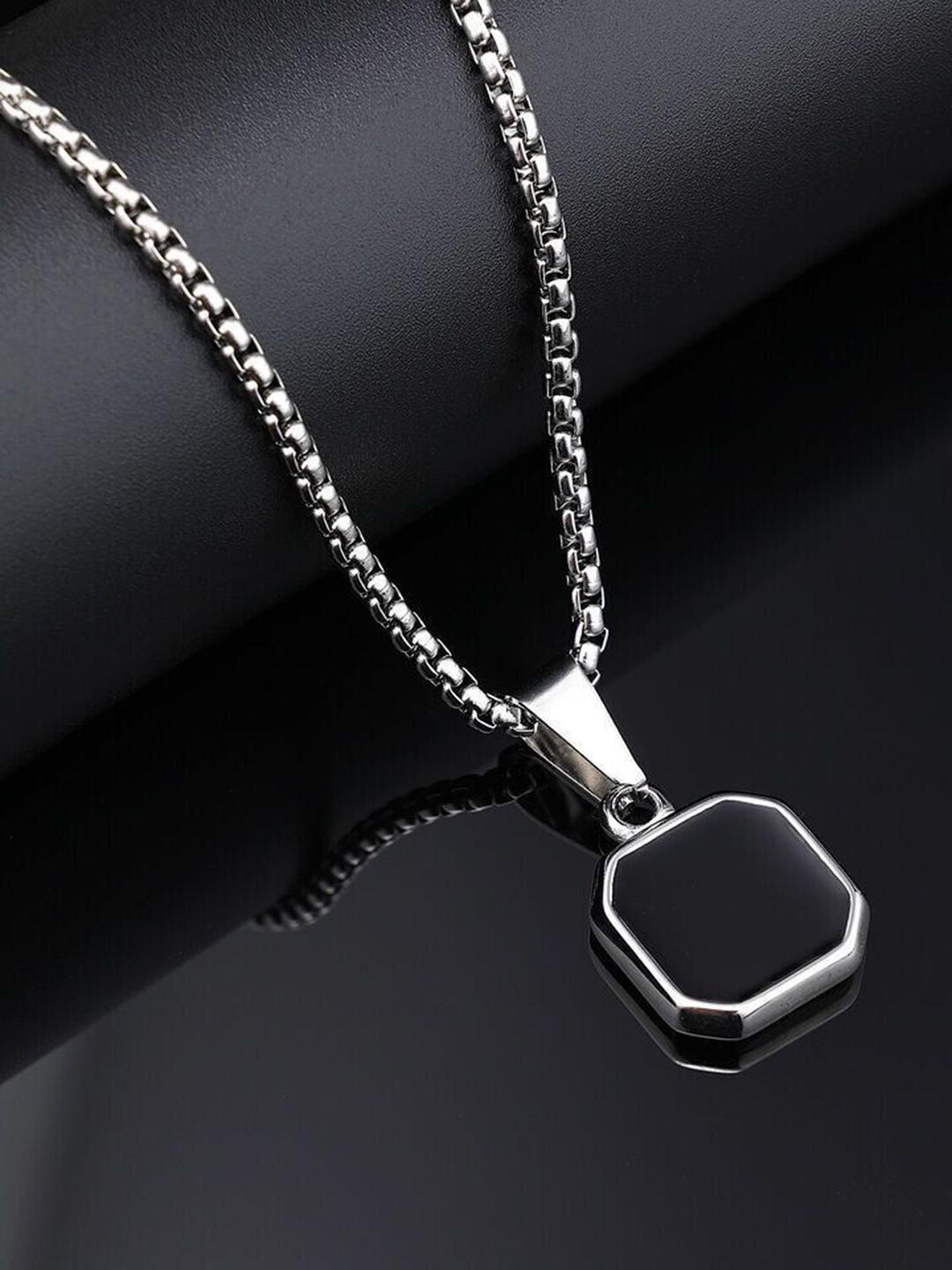 Buy The Roadster Lifestyle Co. Men Rhodium Plated Square Shaped Pendant -  - Accessories for Men