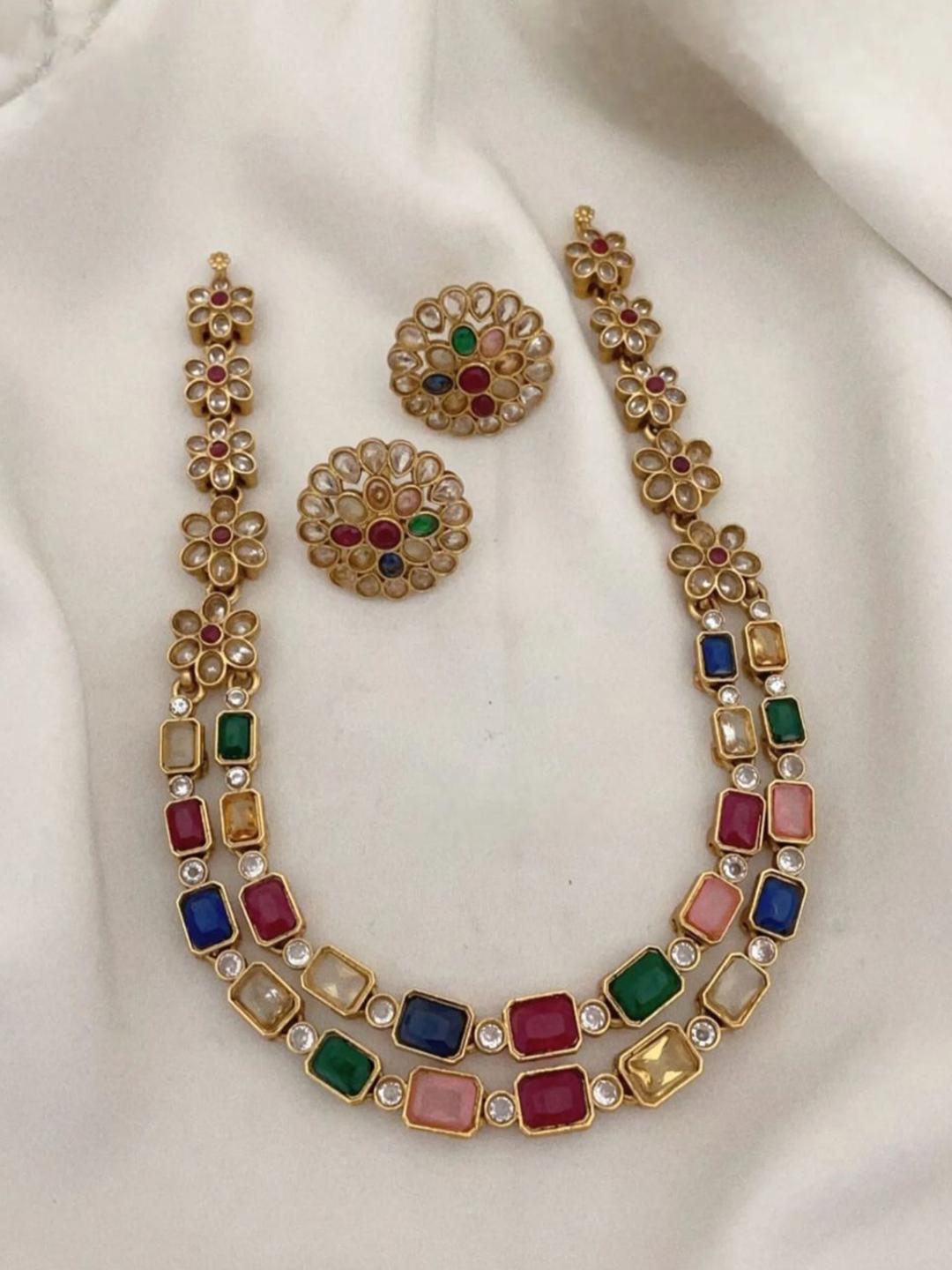Buy LAFORWORD Gold Plated Ruby & Pearls Studded Jewellery Set - - Accessories for Women