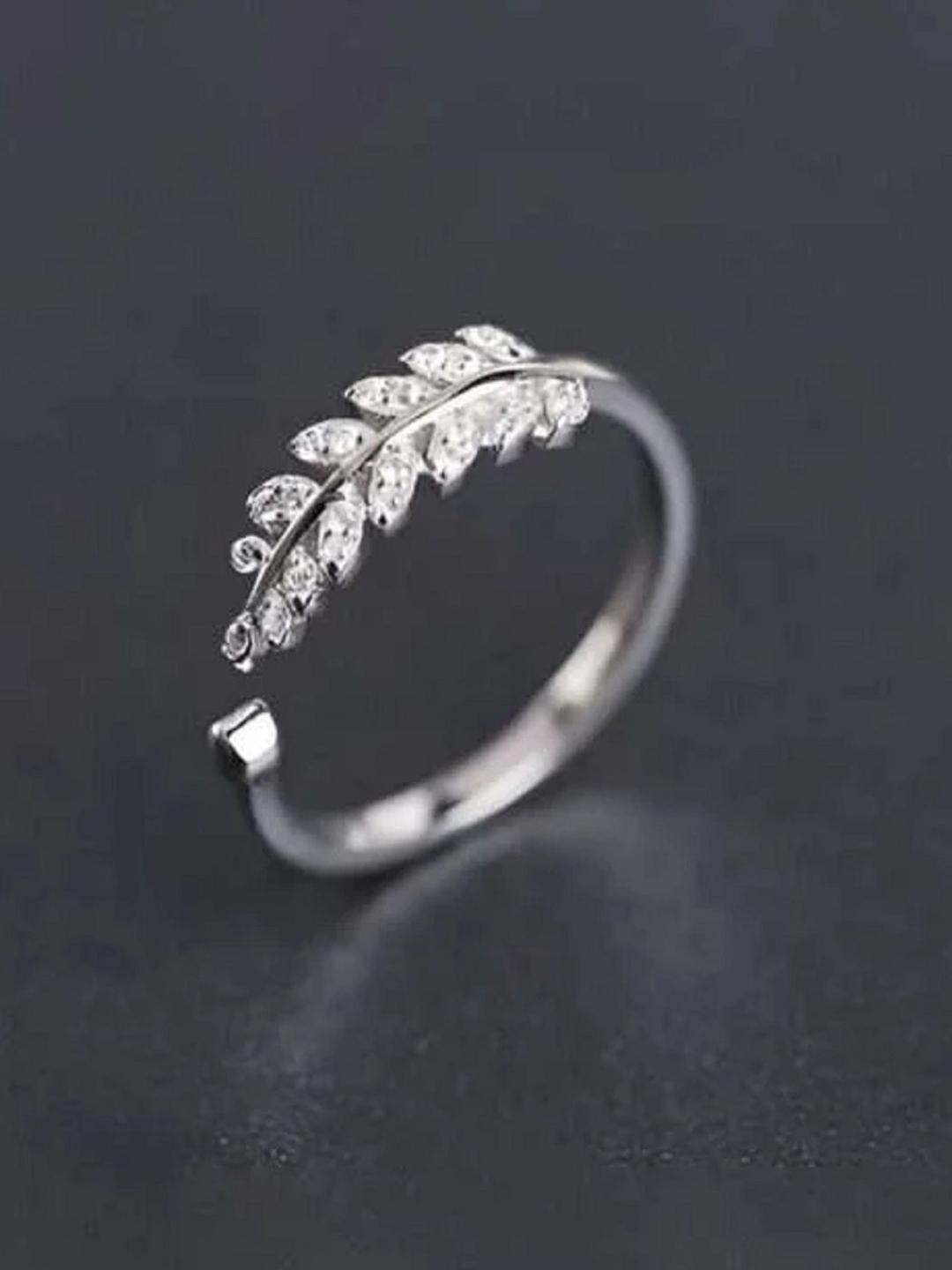 Buy Vivity Silver Plated Cubic Zirconia Studded Finger Ring - Ring for ...