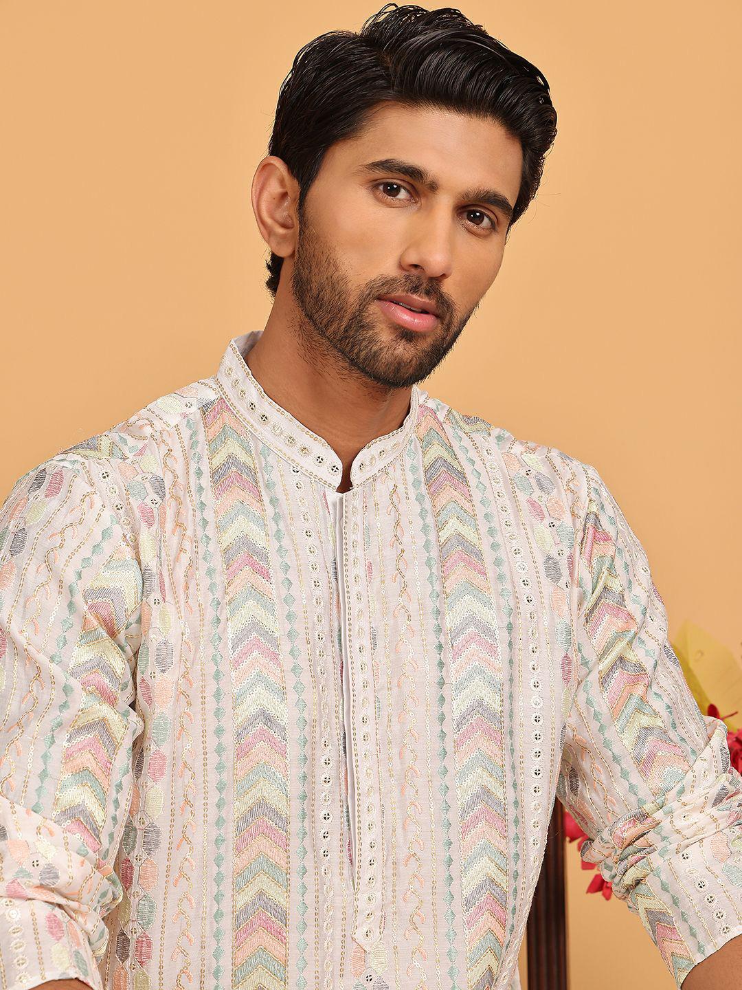 Men'S Embroidered And Sequins Kurtas
