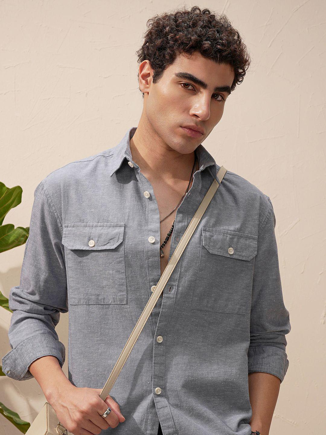HIGHLANDER Spread Collar Long Sleeves Oversized Casual Shirt