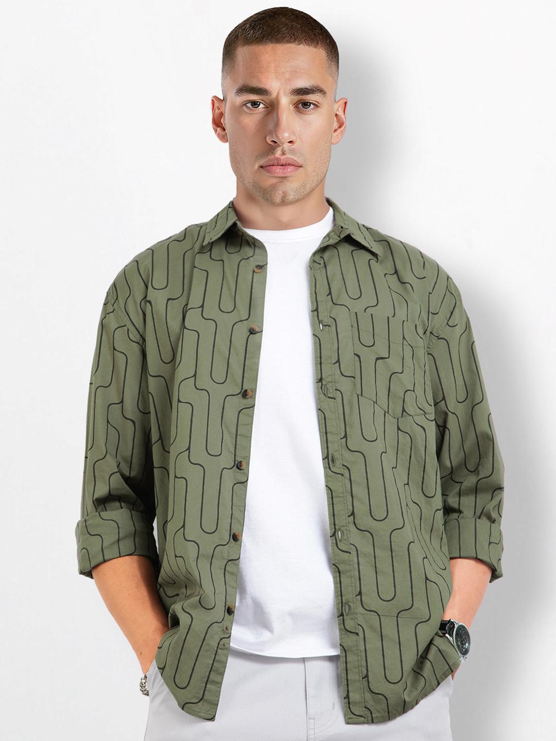 The Roadster Life Co. Abstract Printed Pure Cotton Relaxed Fit Casual Shirt