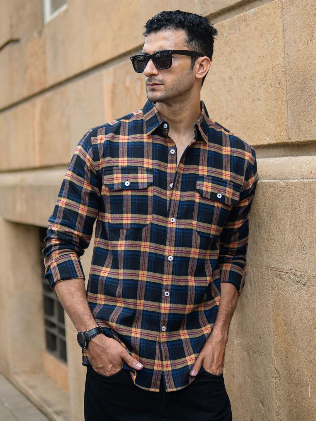 Powerlook SS25 Tartan Checked Pure Cotton Casual Shirt