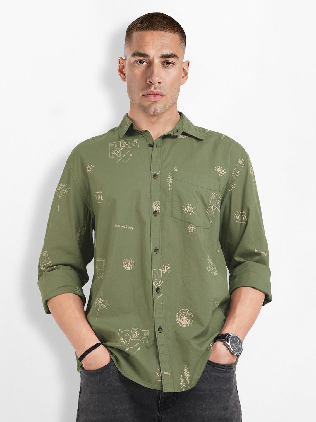 The Roadster Life Co. Men Conversational Printed Pure Cotton Relaxed Fit Casual Shirt